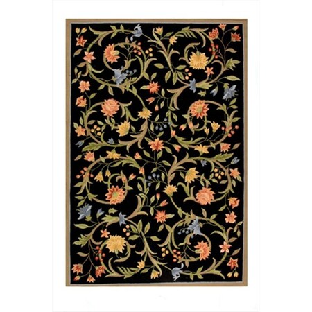 Safavieh 2 ft. - 6 in. x 10 ft. Runner- Country and Floral Chelsea Black Hand Hooked Rug HK248B-210